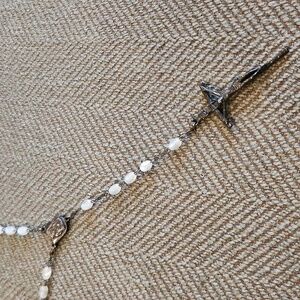 Vintage Silver and White Beaded Rosart Necklace